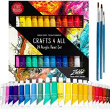 Acrylic Paint Set- 24 Colors- 3 Free Brushes